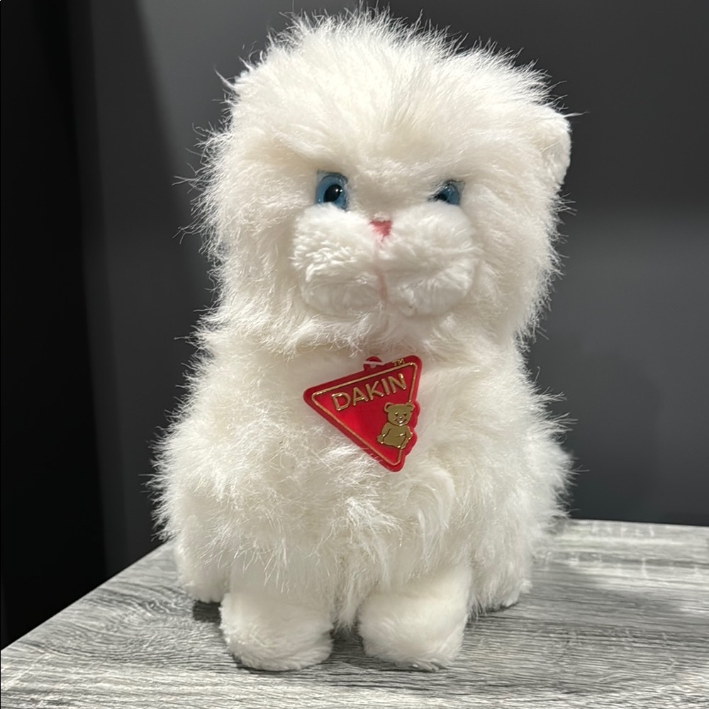 Dakin | Vintage White Long Haired Persian Kitty - Collectible Plush Toy
